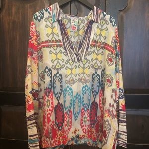 Johnny Was Long Sleeve Silk Top